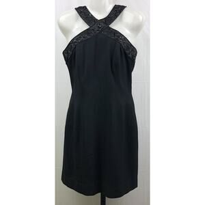 Rimini Evening Dress Women Size 6 Black Beaded Cross Strap Formal Dress